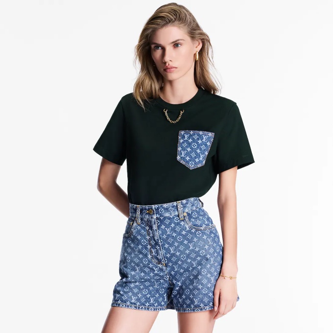 lv louis vuitton monogram jacquard denim shorts